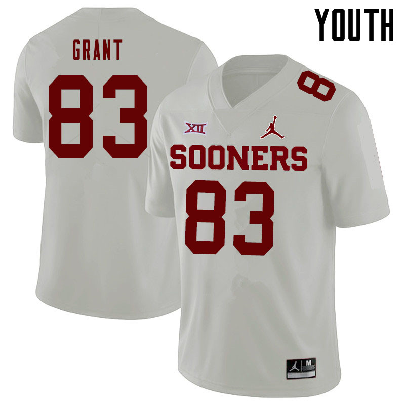 Jordan Brand Youth #83 Cason Grant Oklahoma Sooners College Football Jerseys Sale-White - Click Image to Close